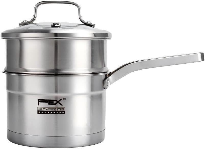 Tri-Ply Stainless Steel Sauce Pan with Steamer Basket & Straining Glass Lid— 2-in-1 Multi-Function Pot for Steaming, Boiling & Simmering — Healthy, Durable, Rust-Resistant, Professional-Grade Cookware