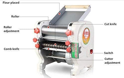 Hengwei 750W 110V Stainless Steel Commercial Electric Noodle Making Pasta Maker Dough Roller Noodle Cutting Machine(Noodle Width 18CM,Knife Length 18CM,Noodle Width 3mm / 9mm)