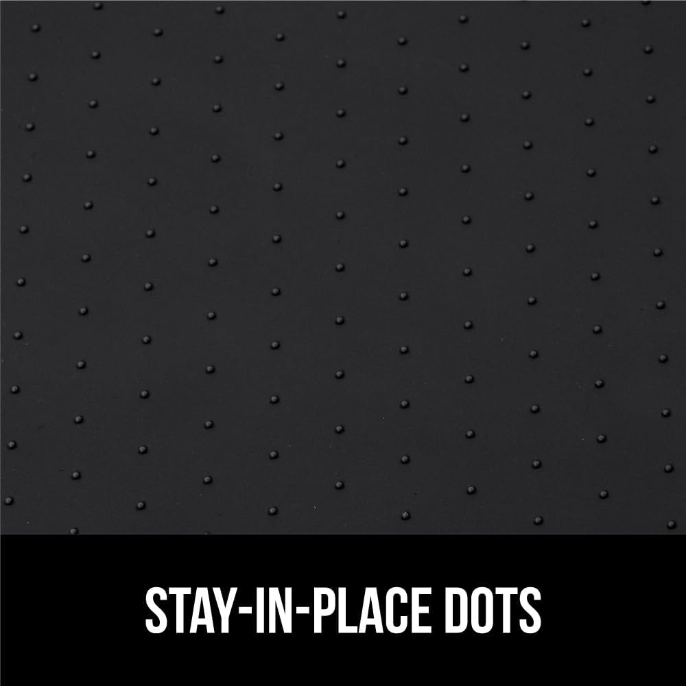 GORILLA GRIP Waterproof Silicone Under Sink Mat with Raised Lip for Kitchen and Bathroom, 46 x 22 in, Cabinet Shelf Liner Stay in Place Mats Dishwasher Safe Drawer Liner, Organizer Tray, Black