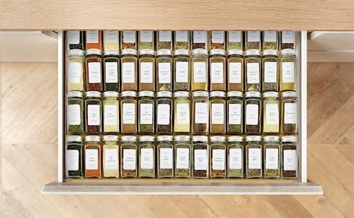 Spice Drawer Organzier,4 Tiers Bamboo Spice Rack Tray Insert for Cabinet Drawer Countertop, Kitchen Seasoning Storage Drawer Organization,14.57" Wide x 15.8" Deep (Hold UP To 32 Jars