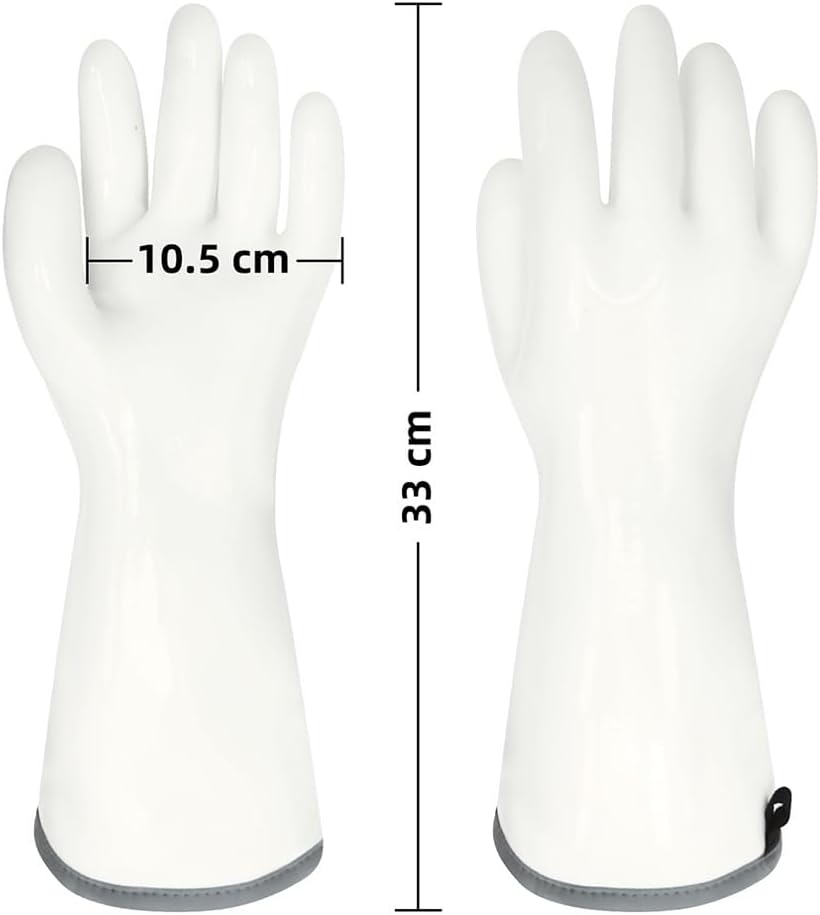 Silicone BBQ Gloves, Oven Gloves with Fingers 932°F Heat Resistant, Kitchen Waterproof Hot Proof Glove for Fryer, Smoker, Baking, Cooking (Gray, XL)