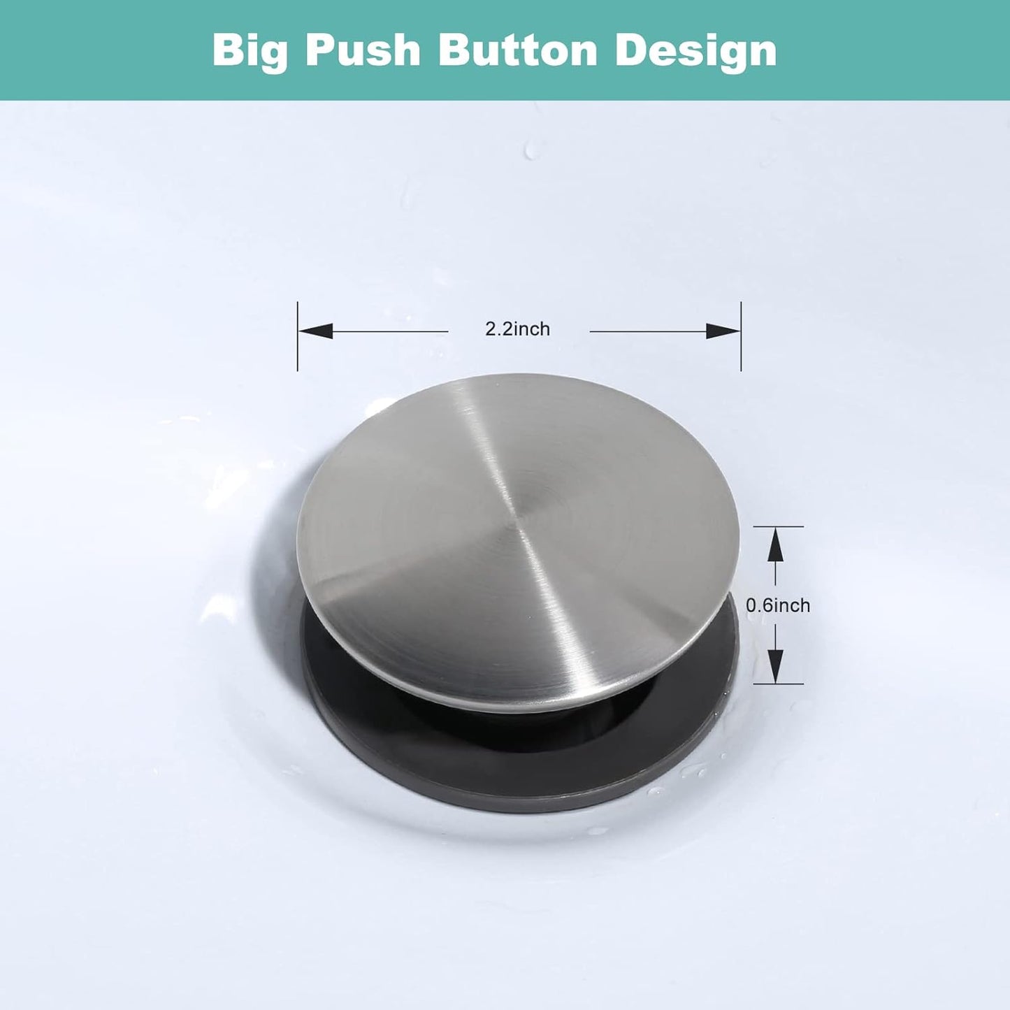 Bathroom Sink Drain Without Overflow, ARCORA Brushed Nickel Pop Up Drain for Vessel Sink Clicker Drain Stopper