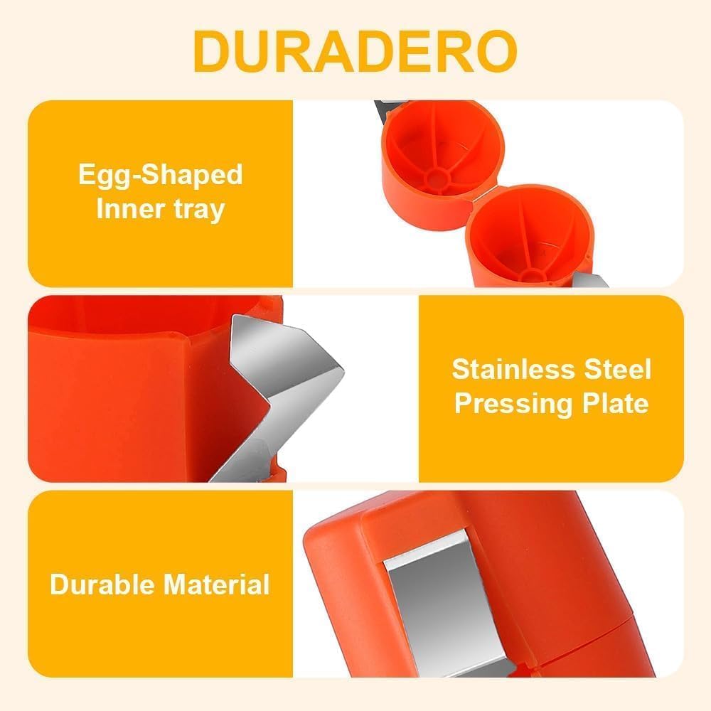 2Pcs Egg Shell Opener, 2025 New Egg Cracker Tool for Raw Eggs, Hard Boiled Egg Peeler Egg Cube Egg Separator Handheld, Stainless Steel Eggshell Breaker Egg Shell Cutter Kitchen Gadgets(Orange+Yellow)
