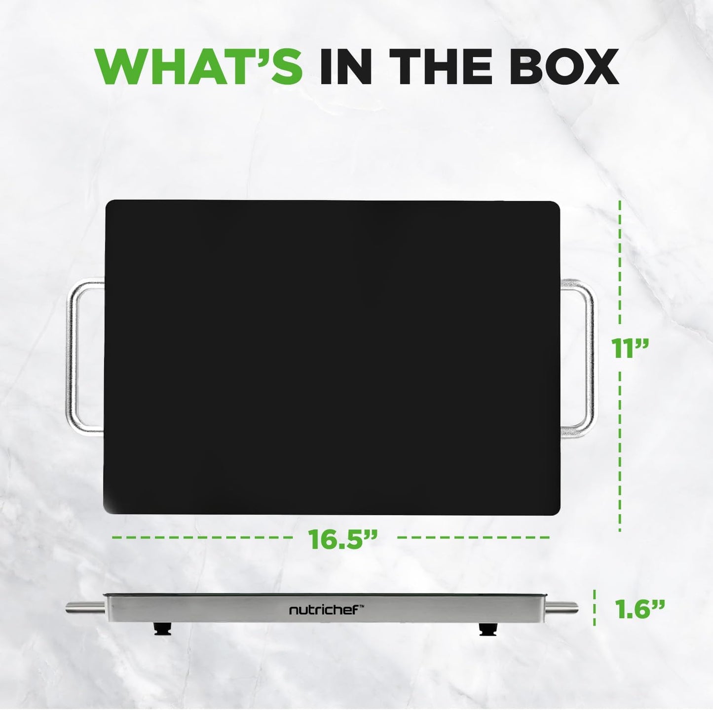 Nutrichef Electric Hot Plate Tray Dish Warmer with Black Glass Top - Ideal for Home, Buffets, Parties, Kitchens & Restaurants - Warming Tray for Food - Tortilla Warmer - Dimensions: 16.5 x 11