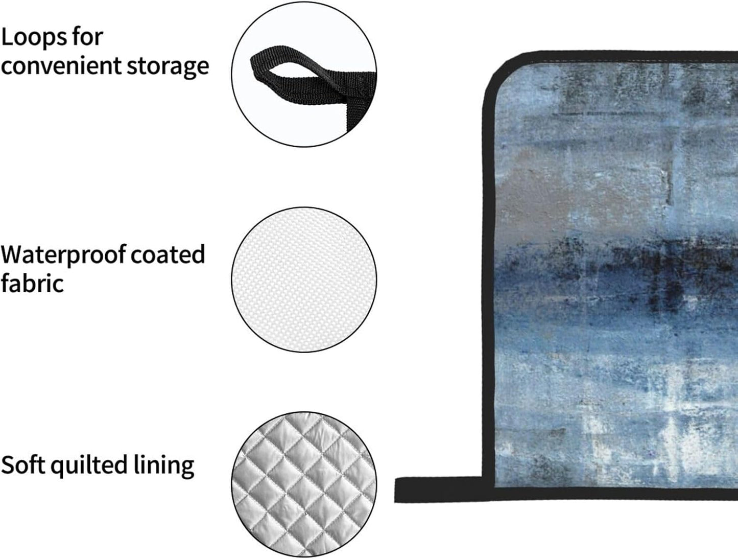 Blue and Grey Abstract Art Oven Mitts and Pot Holders Sets of 4 High Heat Resistant Oven Mitts with Oven Gloves and Hot Pads Polyester Potholders for Kitchen Baking Grilling BBQ Cooking Mitts