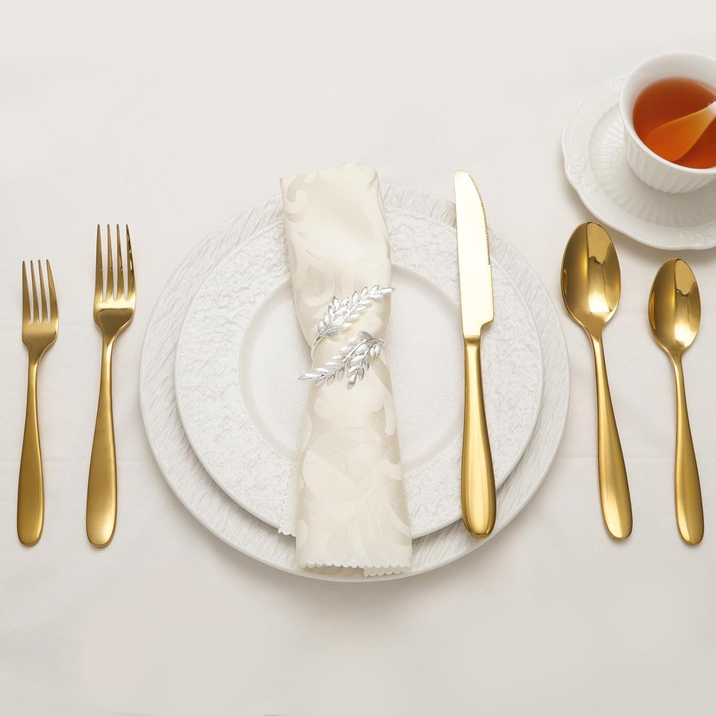 40-Piece Gold Silverware Set, Flatware Set for 8, Food-Grade Stainless Steel Tableware Cutlery Set, Mirror Finished Utensil Sets for Home Restaurant, Forks Spoons and Knives Set, Dishwasher Safe