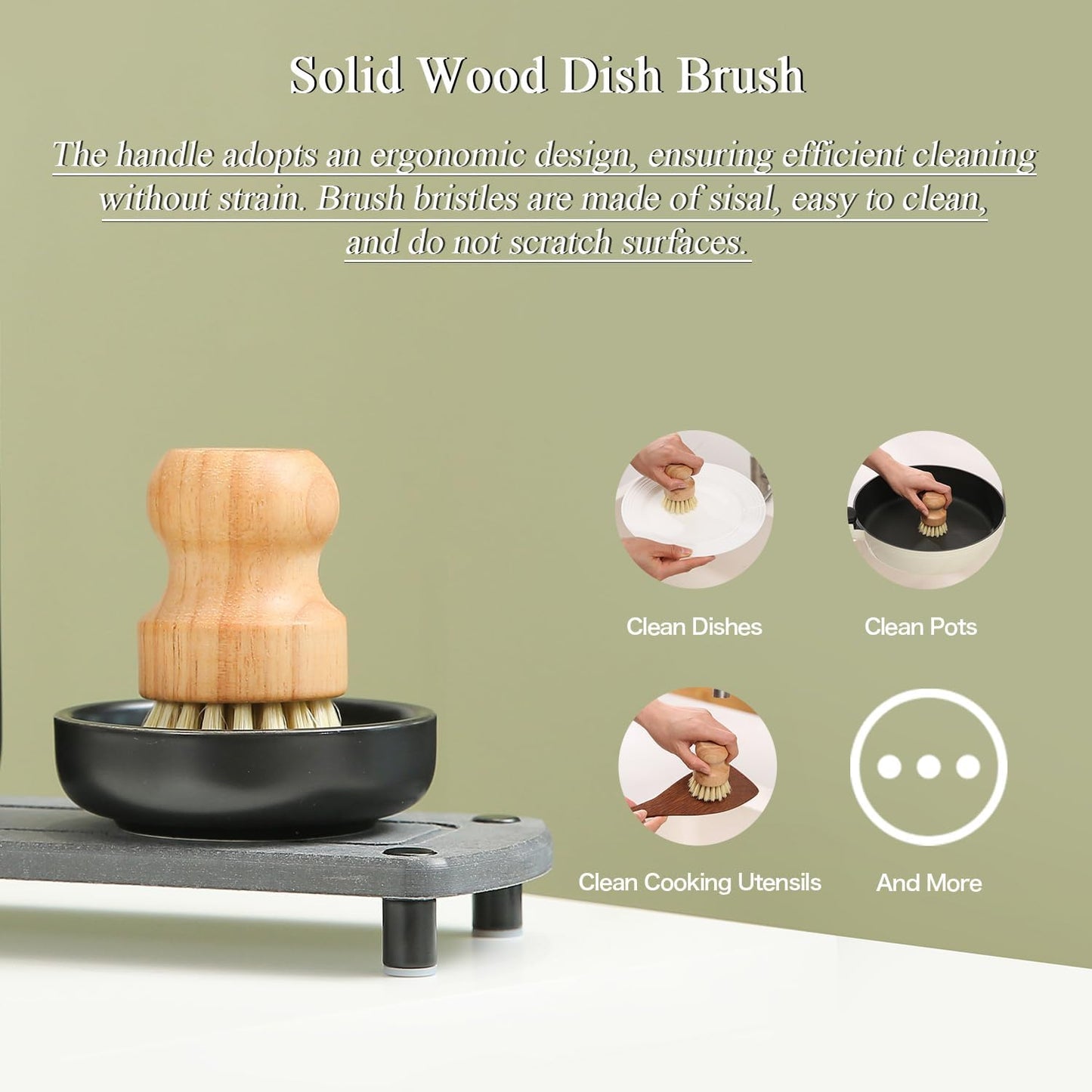 MOMEEMO White Soap Dispenser Set Comes with Stainless Pumps, Black Instant Dry Tray, and Dish Scrub Brush, Suitable for Kitchen Decor and Accessories. (White & Black)