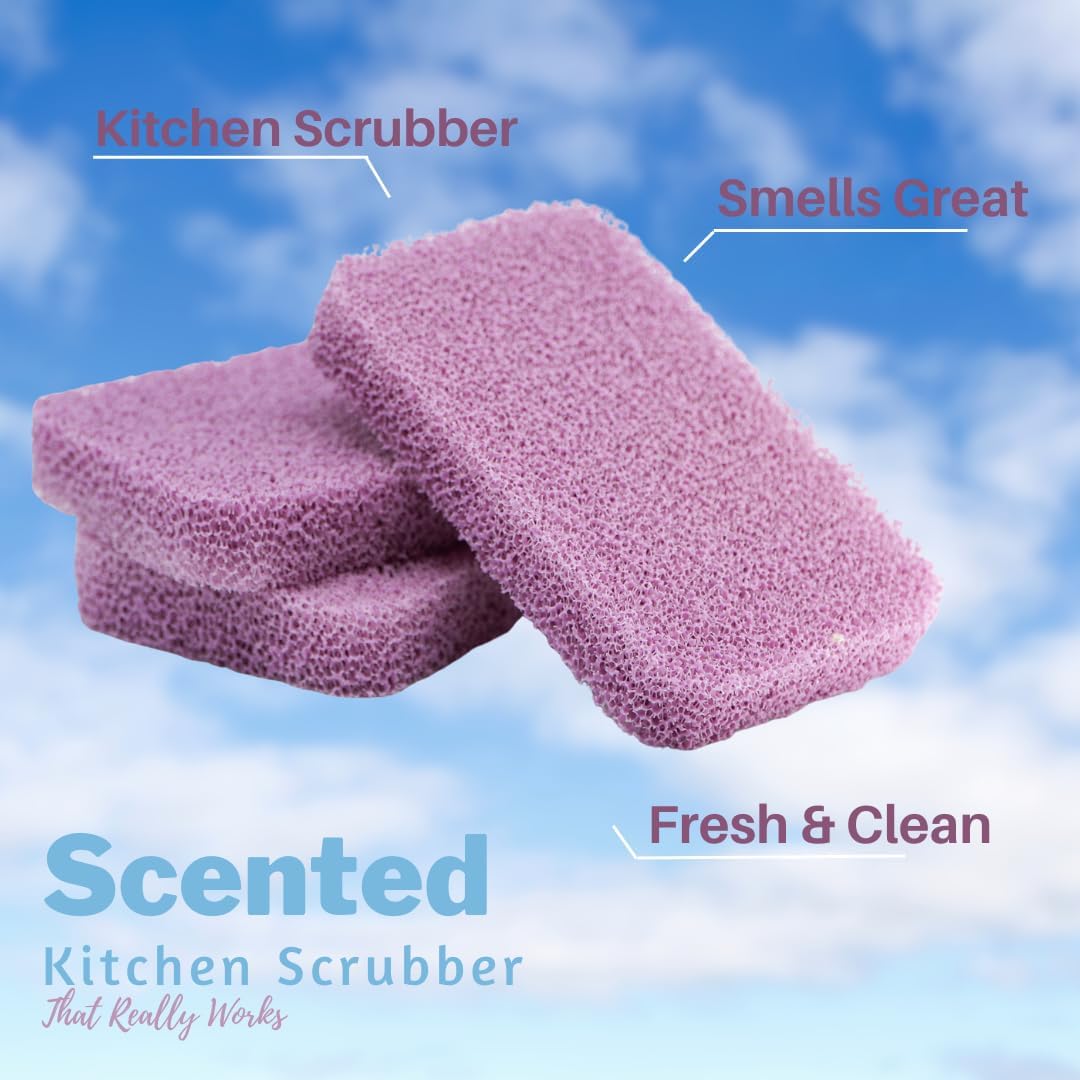 Peachy Clean Silicone Dish Sponge Scrubbers, Fresh & Clean Scent, Non-Scratch, Odor-Resistant, Durable Dish Sponges for Kitchen