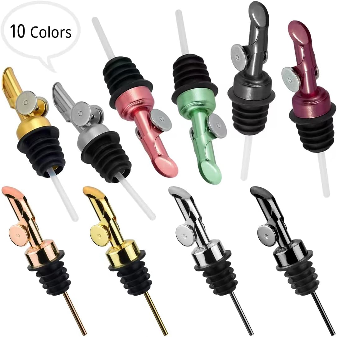 MEETSWEET Olive oil dispenser nozzle, stainless steel automatic opening and closing nozzle, leak proof, suitable for olive oil, vinegar, wine, and other liquid bottles (black 2 pcs)