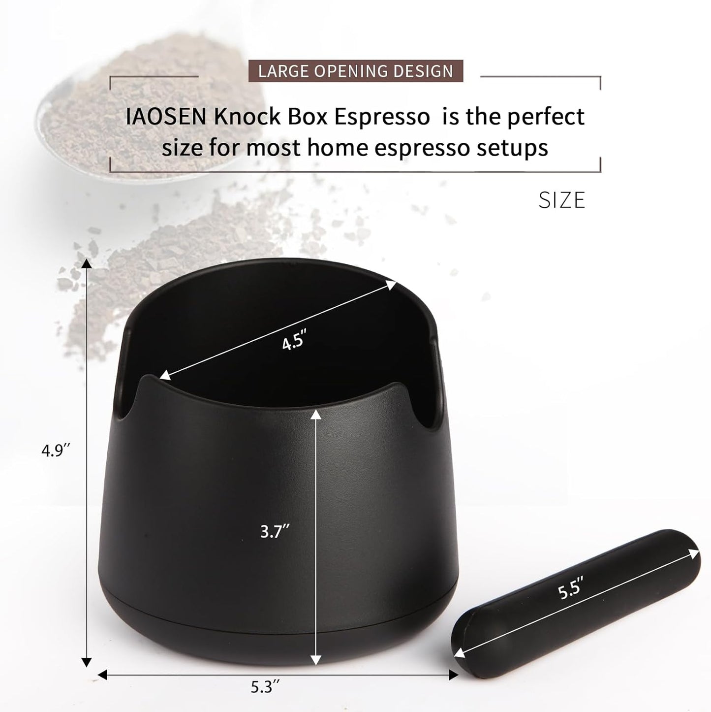 Knock Box Large Capacity Design Espresso Knock Box Shock-absorbent Knock Box Espresso with Removable Knock Bar and Non-Slip Base Espresso Accessories for Home/Office
