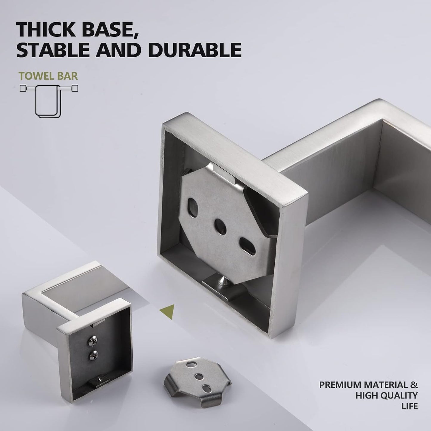 KOKOSIRI 24-Inch Single Towel Bar, Bathroom Kitchen Towel Holder, Wall Mounted Stainless Steel Towel Rack 2 Pack, Brushed Nickel, B4003BR-L24-P2