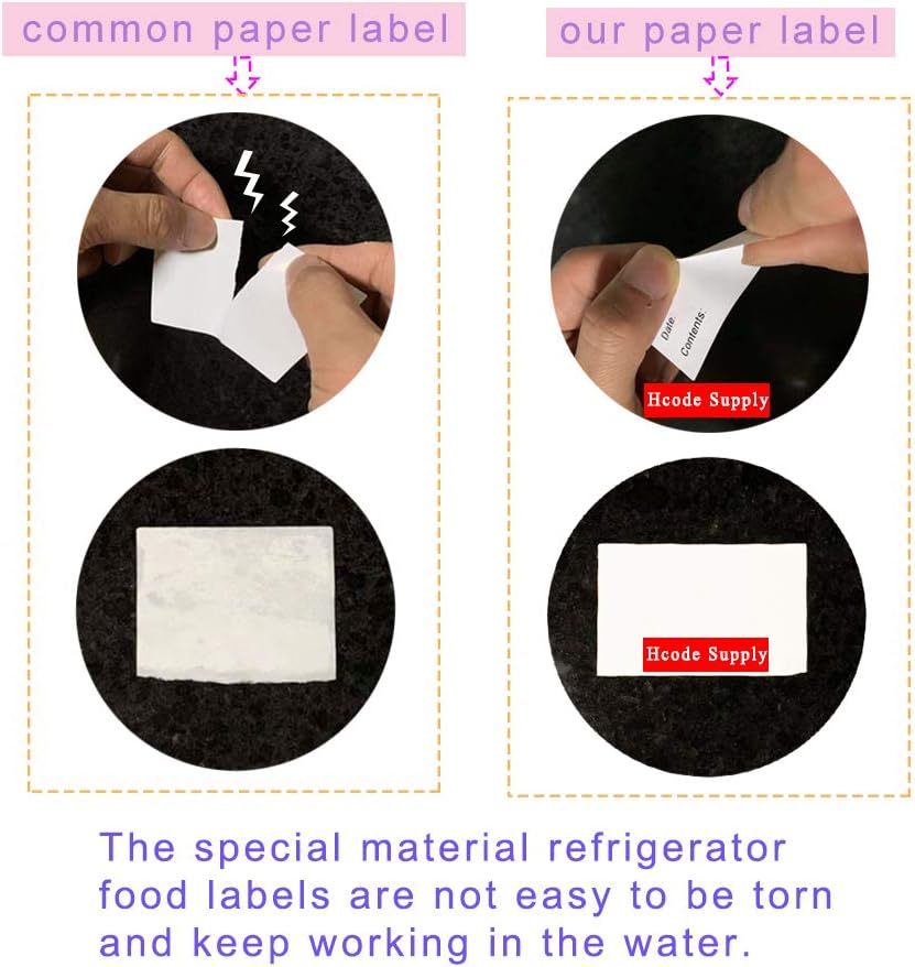 Hcode 2 x 3'' Self-Adhesive Removable Freezer Food Labels- Easy Clean Leaves No Residue- Cooler Food Storage Freezer Stickers Plastic Paper Perfect for Reusable Containers 300 Stickers