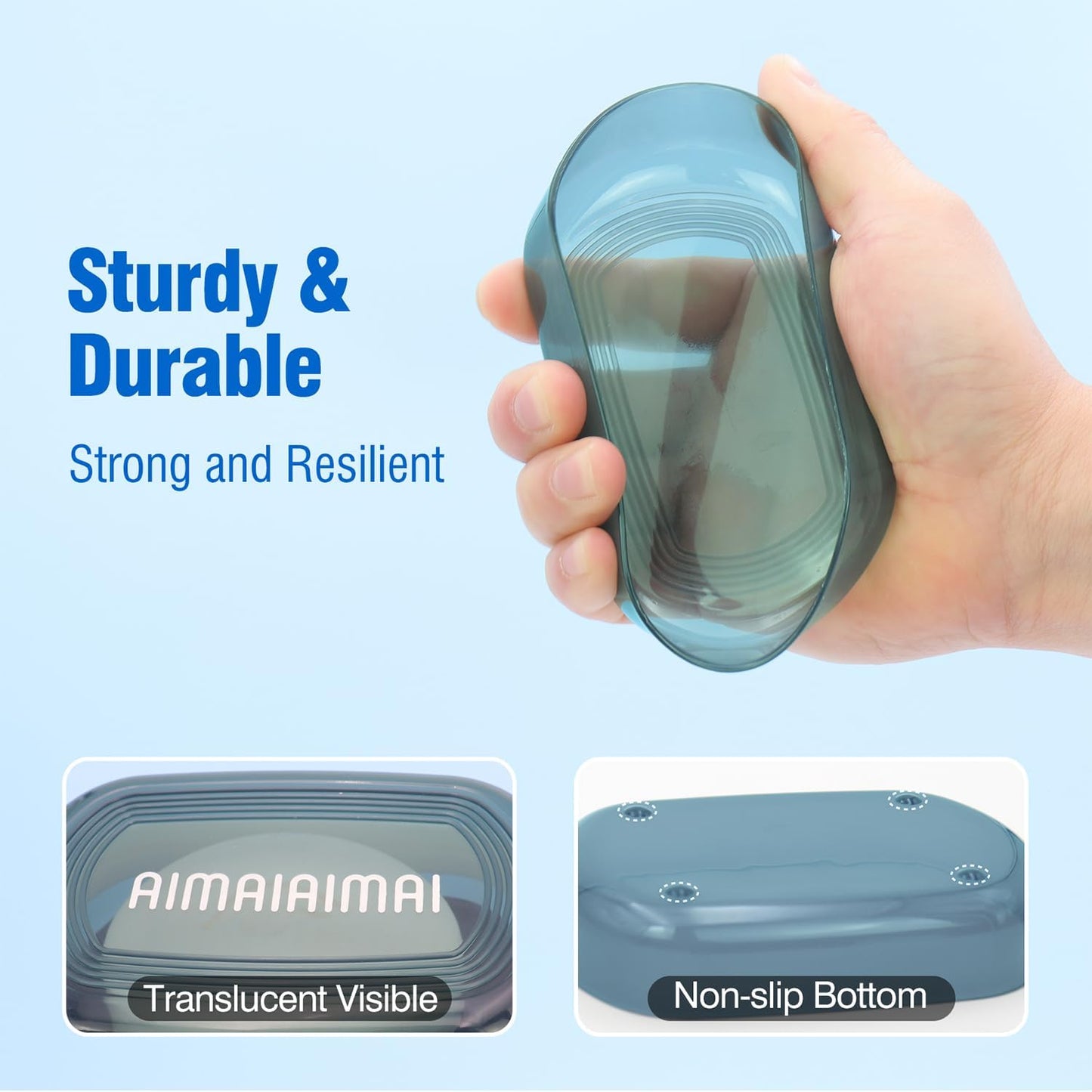 Travel Soap Container, Soap Dish with Lid, Travel Soap Box with Removable Draining Layer, Portable Soap Case for Traveling, Camping, Gym (Blue Style A)