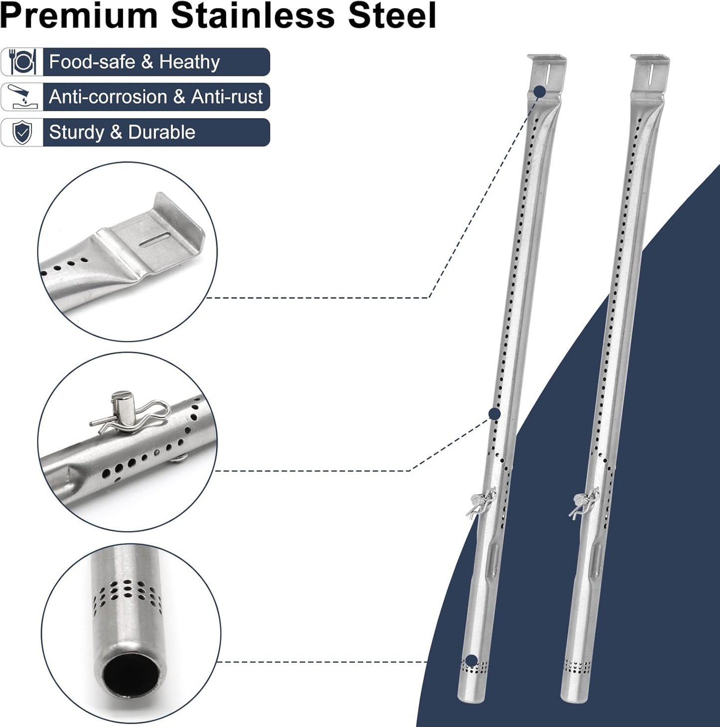 Criditpid Grill Replacement Parts for Charbroil 463242716 463257520 463242715 463276016, Burners, Heat Plate, Crossover Tubes, Ignitors, Cooking Grates & Emitter Plates for Charbroil Commercial Grill