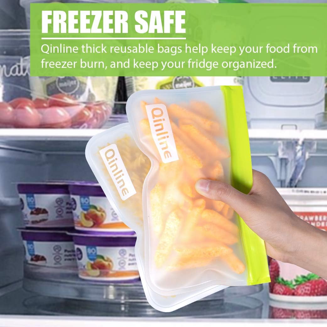 Reusable Food Storage Bags - 24 Pack Freezer Extra Thick Leakproof Lunch Bag - 8 Gallon 8 Sandwich 8 Snack Bags