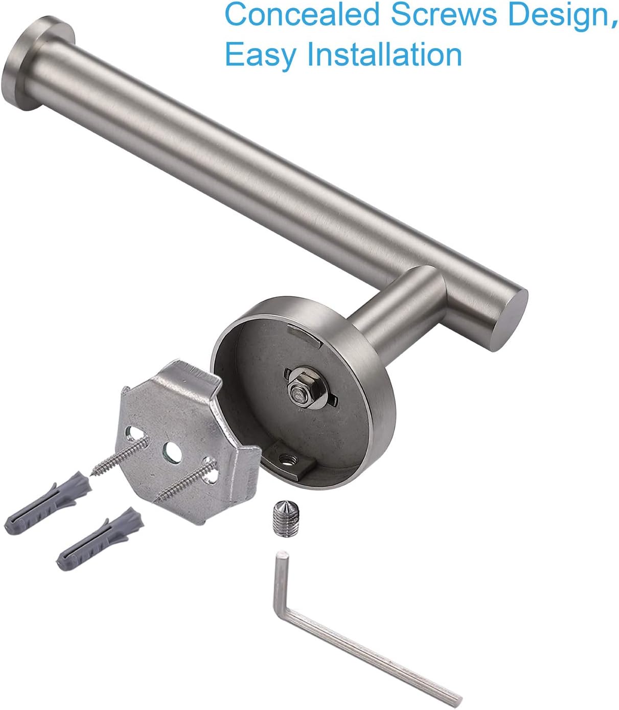 TASTOS Toilet Paper Holder SUS304 Stainless Steel Round Size Brushed Nickel 2 Pack