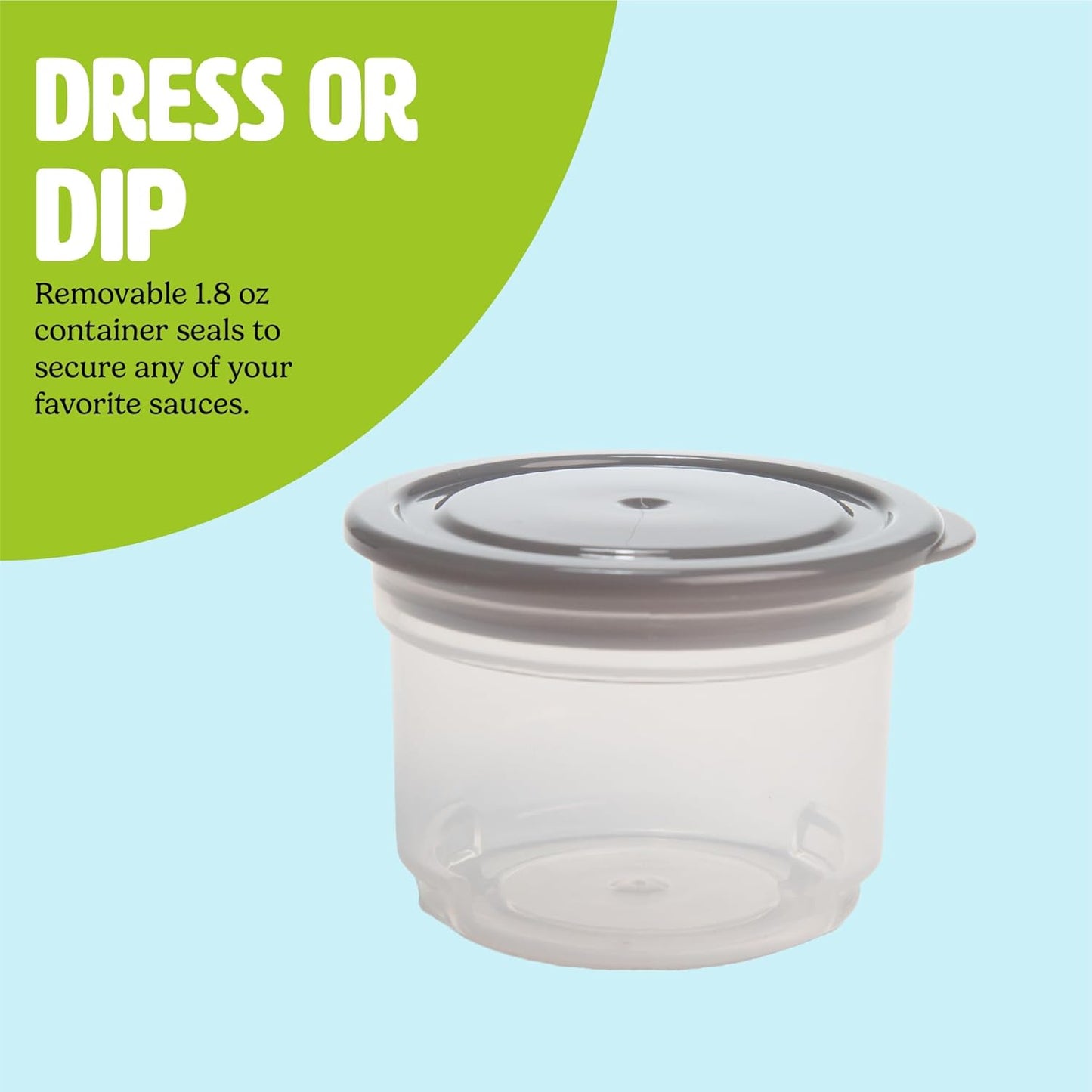 Tasty Travel Snack Cups with Spoons, On-The-Go Snacking, Divided Compartments, Great for Nuts, Cereal, Granola, Yogurt and More, Made Without BPA, 2-Pack, Gray