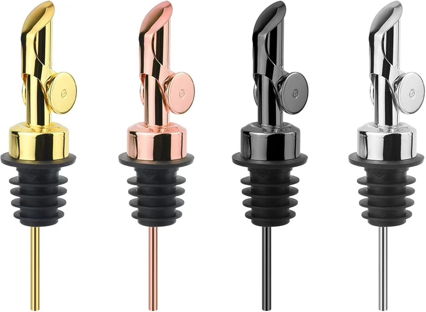 MEETSWEET Olive oil dispenser spout, pour spouts,304stainless steel automatic opening and closing spout, leak-proof, for olive oil, vinegar, wine and other liquid bottles (304black 2pcs)…