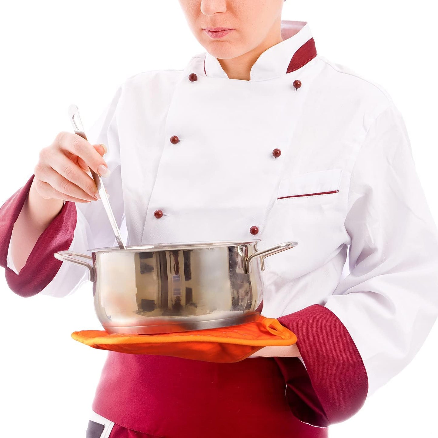 Oven Mitts Orange, Orange Oven Mitts and Pot Holders Set, Heat Resistant Oven Mit Gloves Hot Pads for Kitchen Cooking Grill, 4 Piece Set