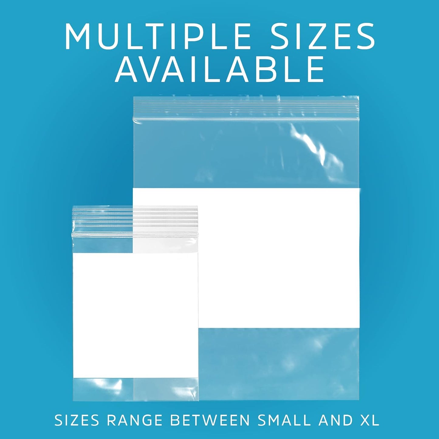 12" x 12" Large Zip Bags, 2 Mil Thick Clear Plastic Reclosable Zipper Lock Bags with Write-on White Block, with Resealable Zip Top Lock for Food Storage & Office Supplies, 500 Count