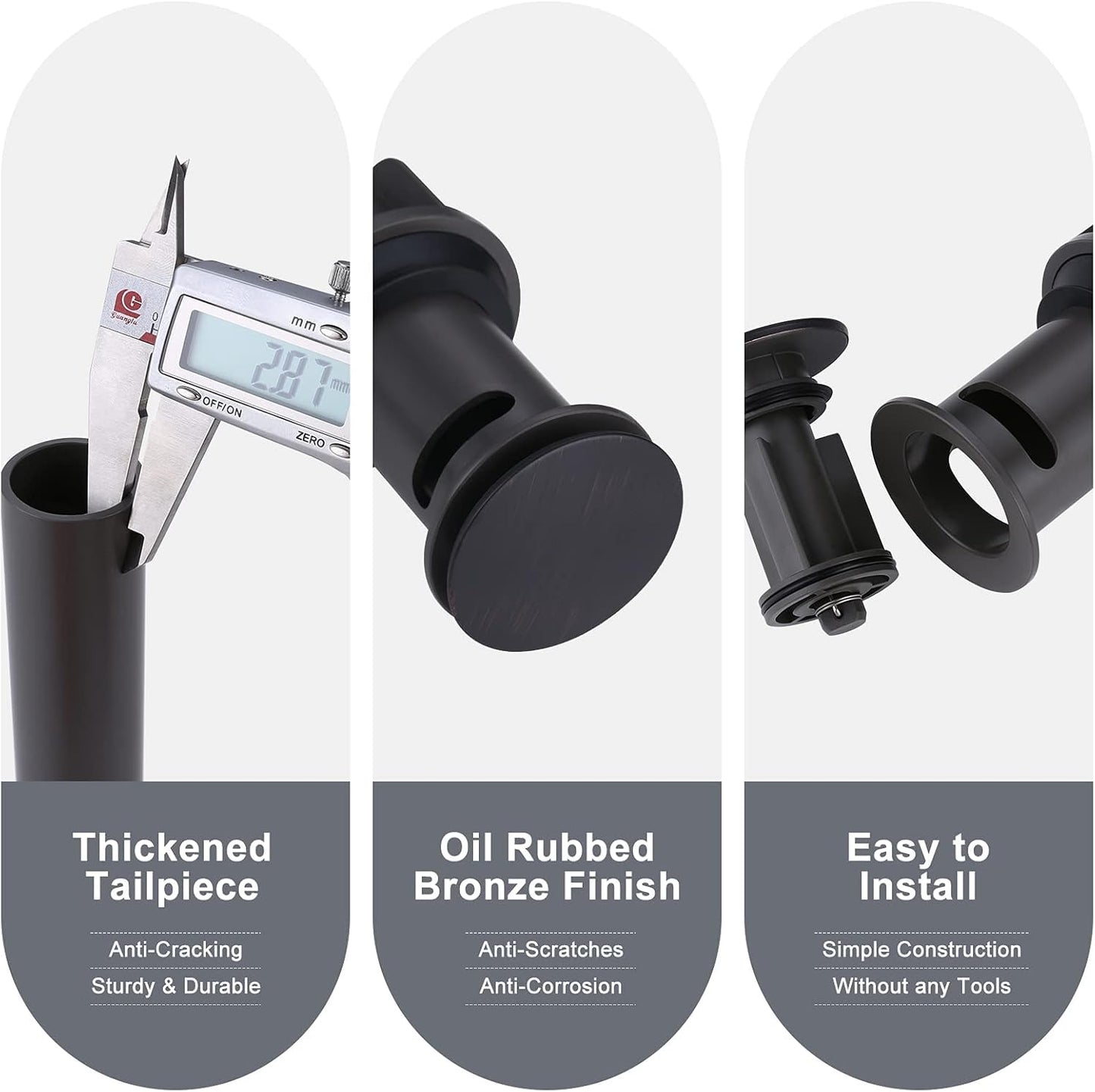 Pop Up Drain for Bathroom Sink, ARCORA Oil Rubbed Bronze Vessel Sink Drain with Overflow, Pop Up Bathroom Sink Stopper