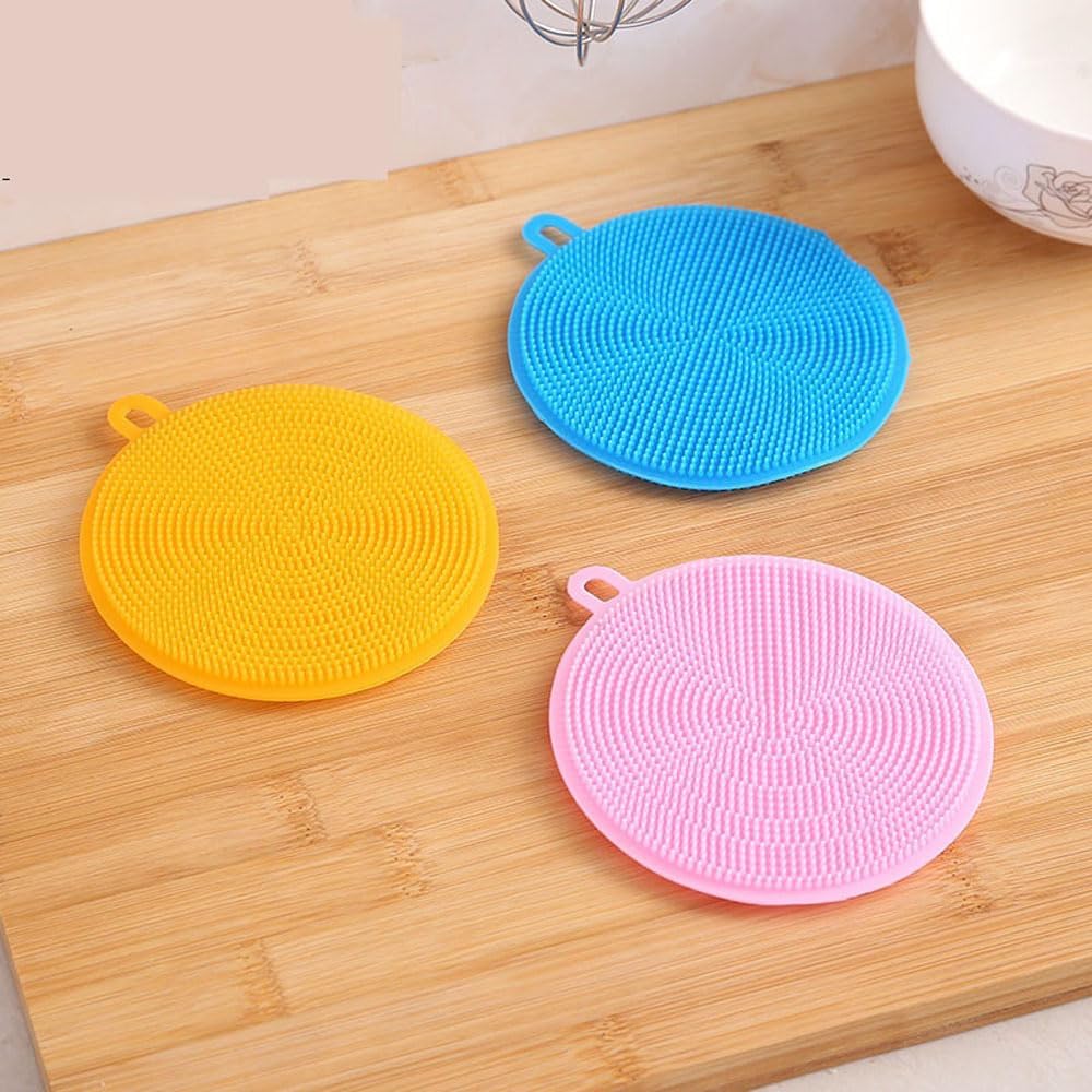 7 PCS Silicone Dish Scrubber, Kitchen Sponges, Silicone Sponge,Dish Brush, Dish sponges, Silicone Sponge Dish Sponges, Kitchen Sponge Double Sided Cleaning Sponges (yellow)