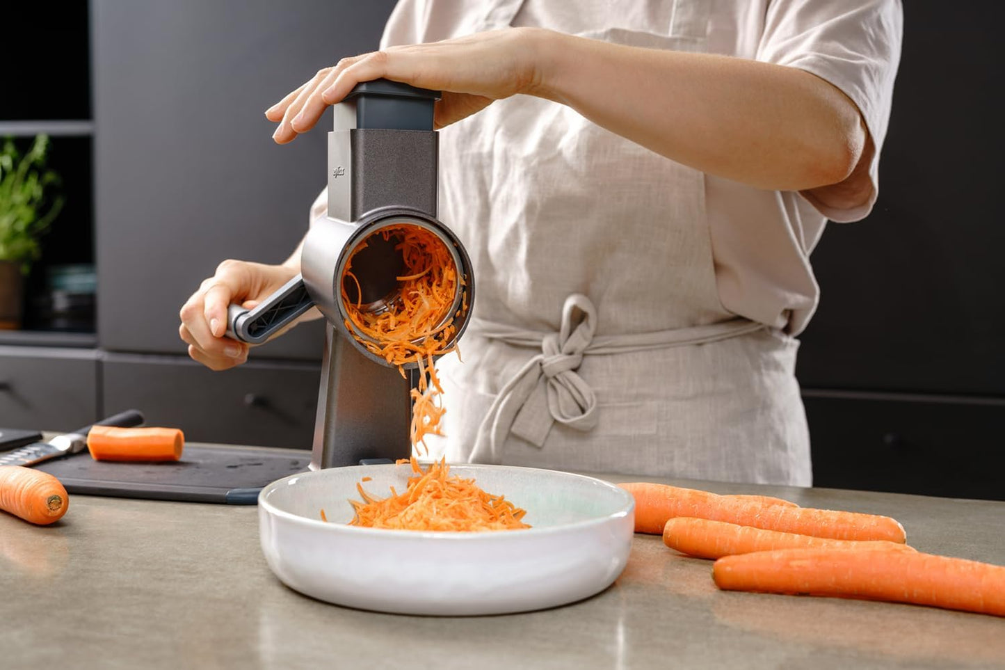 Zyliss E900060 Julienne Drum Grater, Stainless Steel, Slice Fruit and Vegetables Julienne Style, for Use with Zyliss Rotary Cheese Grater, 5 Year Guarantee