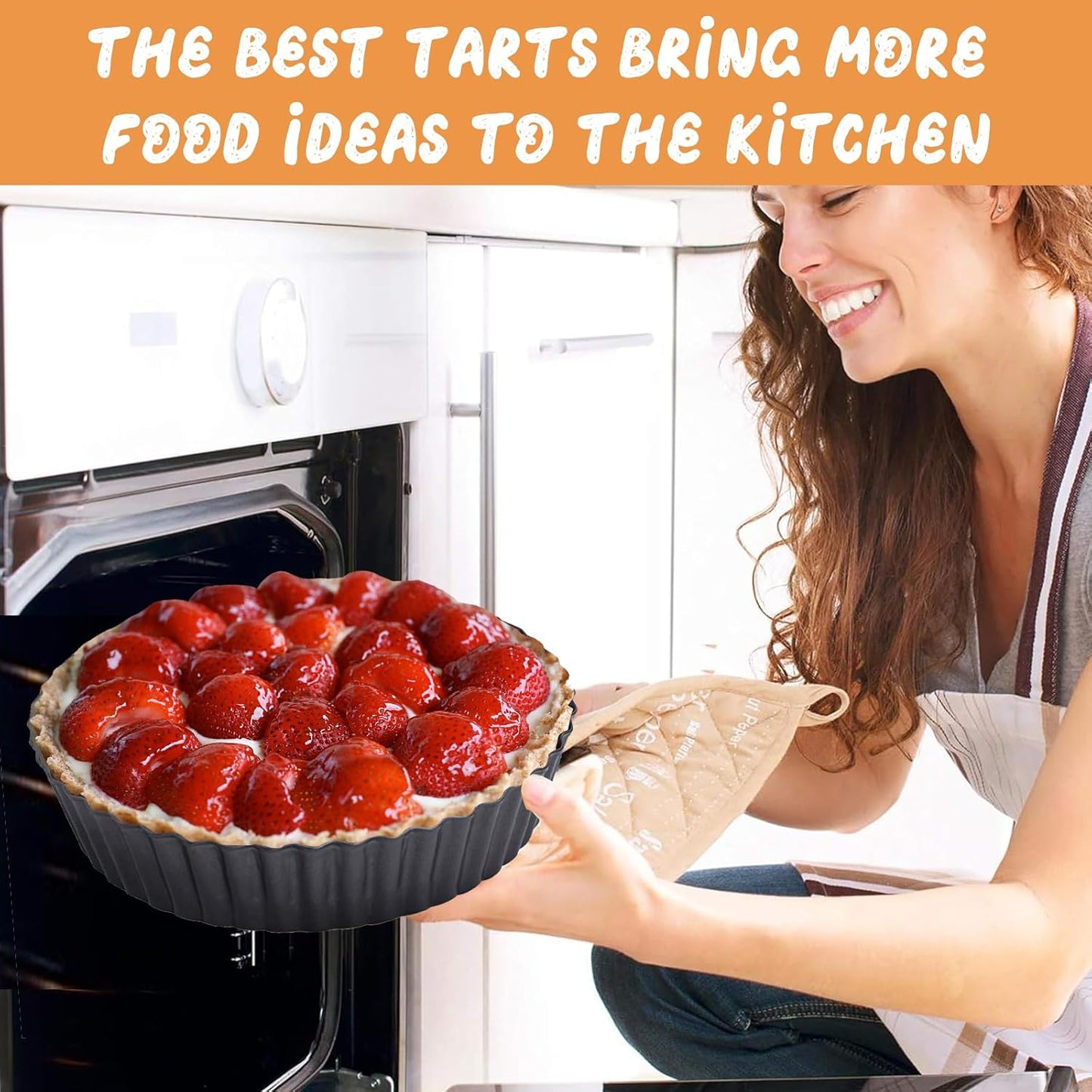 Deep Tart Pan, 9.5 x 2.2 Inches Non-Stick Tall Tart Pan Bottom Can Be Removed. Suitable for Making Various Pies, Tarts and Quiche. Easy to Clean is the Choice for Home Baking