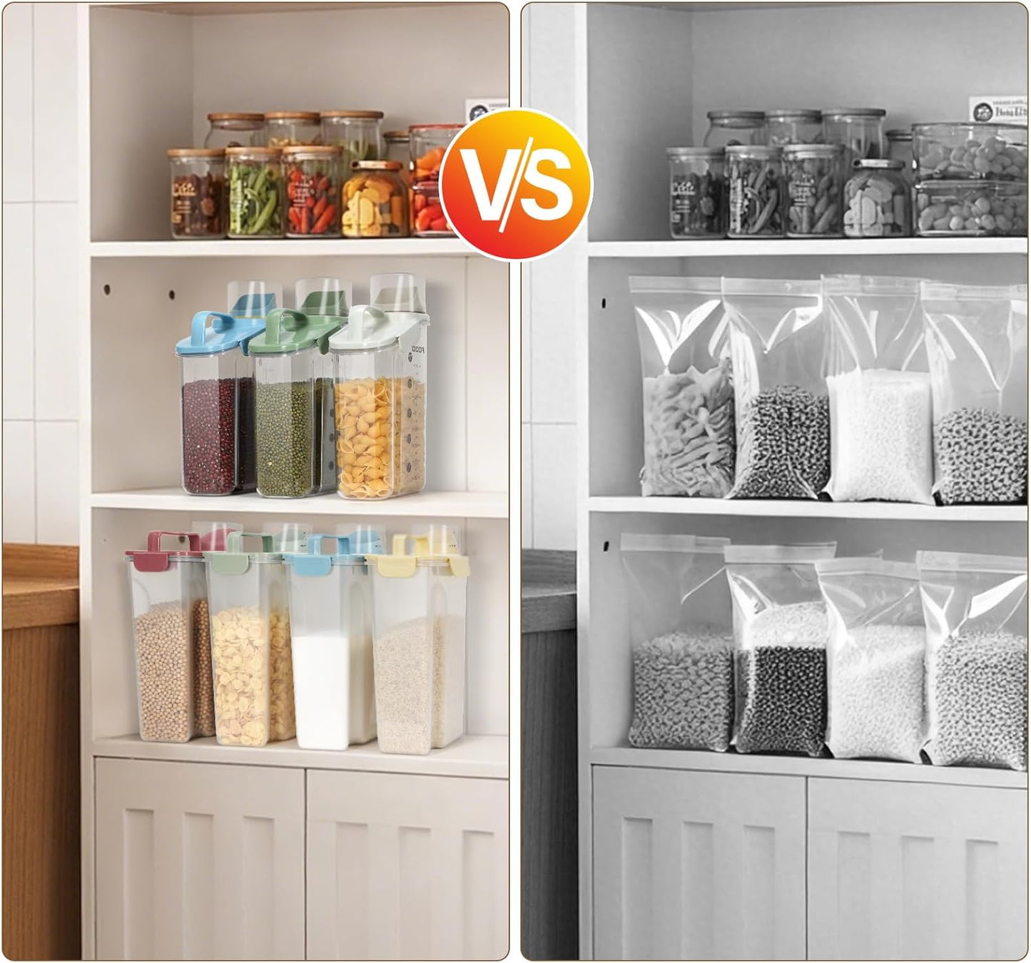 Rice Storage Container, Cereal Containers Storage, Dry Food Airtight Dispenser BPA Free, Clear Plastic Kitchen and Pantry Organization Bin (2, Sunshine Beige, 3Qt)