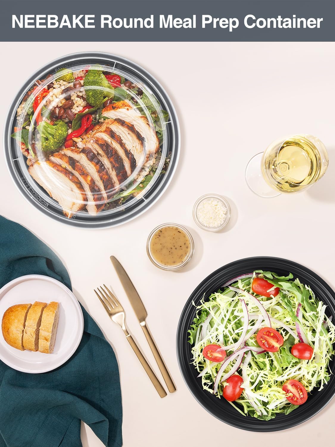 50 Sets 24oz Meal Prep Container - Reusable Plastic Food Storage Containers with Lids, Fits Microwave, Freezer and Dishwasher Safe