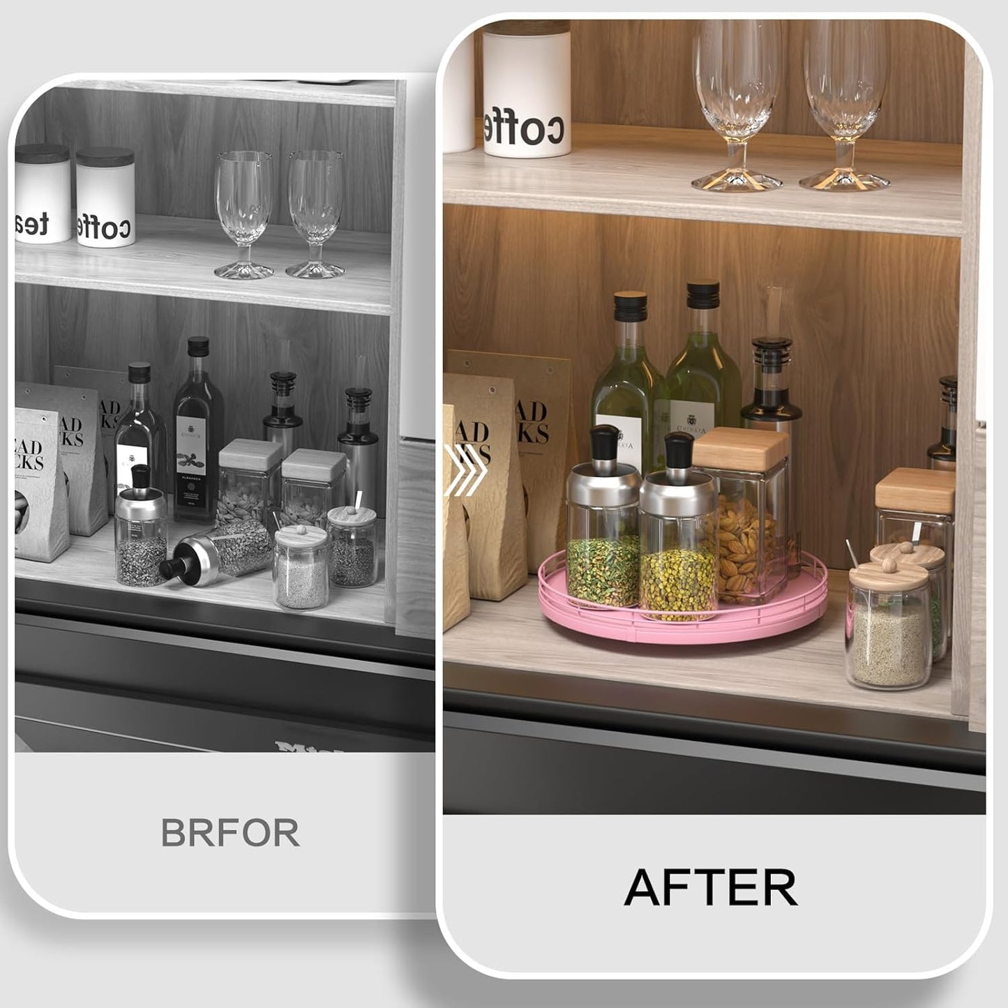 10" Oak Wood Bathroom Tray for Counter, Vanity Tray for Perfume Lotion Candle Makeup Jewelry Sink Soap Holder Turntable Dresser Organizer Countertop Coffee Table Decor Organization and Storage Pink