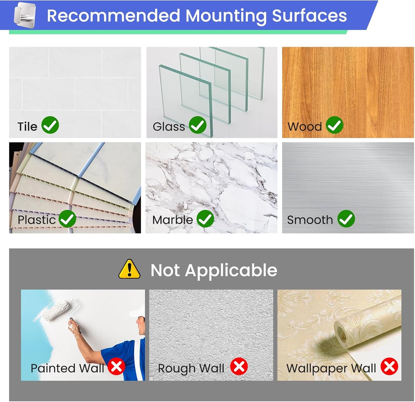 Silver Hooks for Hanging Heavy Duty, Adhesive Hooks for Shower, Bathroom, Kitchen, Robe, Towel, Coat, Waterproof & Rustproof Hook for Walls No Damage, Stainless Steel Sticky Hook - 6 Pack