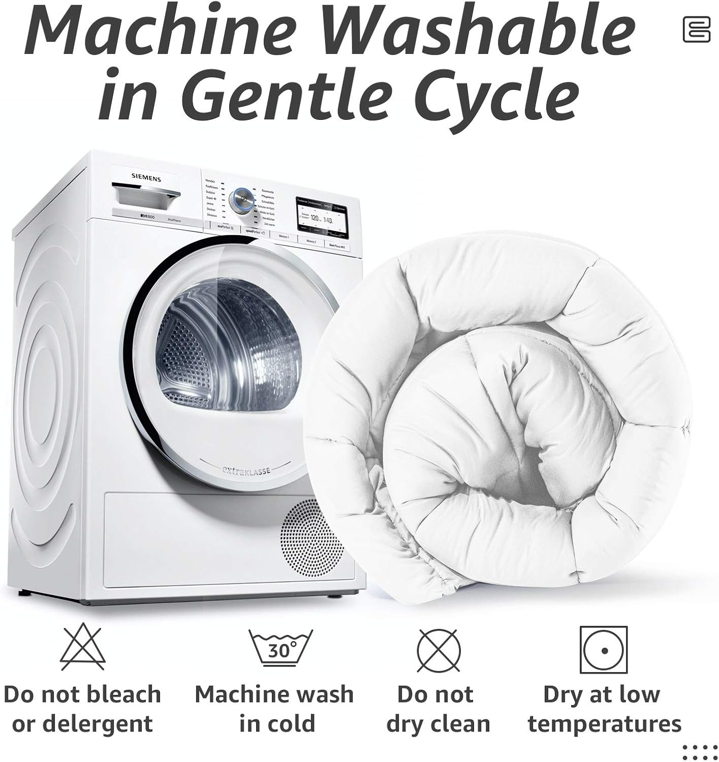 HYLEORY All Season Full Size Bed Comforter - Cooling Goose Down Alternative Quilted Duvet Insert with Corner Tabs - Winter Warm - Machine Washable - White