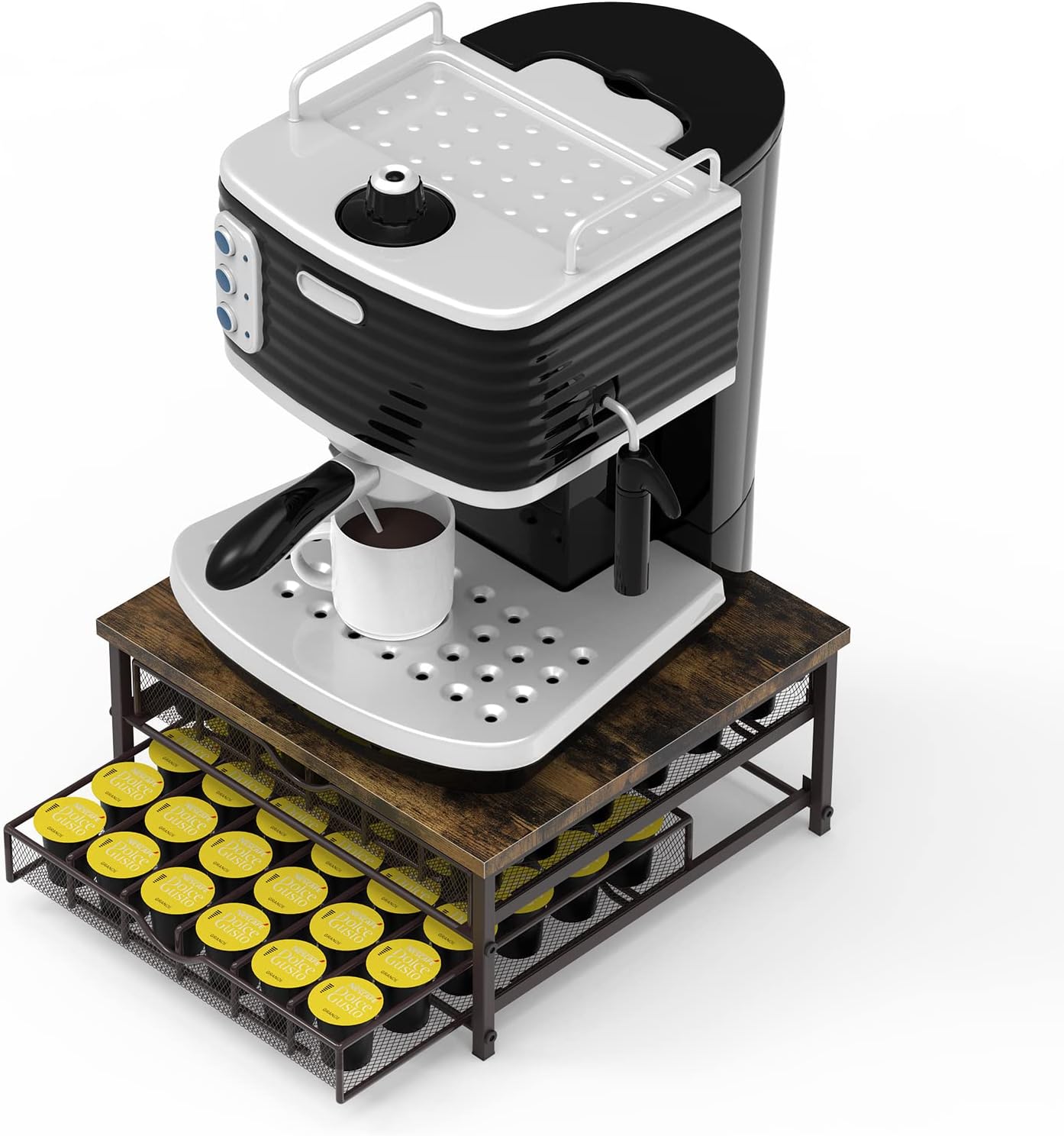 Coffee Pod Holder For Counter, Coffee Pod Drawer for Keurig Pod Storage Drawer Holder, 72 Capacity Pods Storage Organizer for Keurig Pod Storage with Sliding Baskets for Coffee Station, Brown