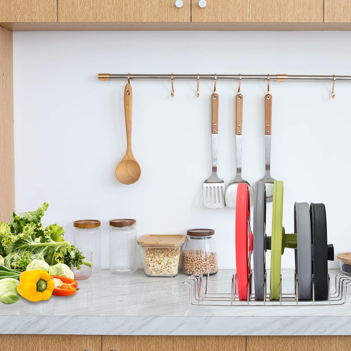 Microwave Splatter Cover Glass Splatter Guard Lid with Collapsible Silicone for Food Plate Cover 9 inch Red