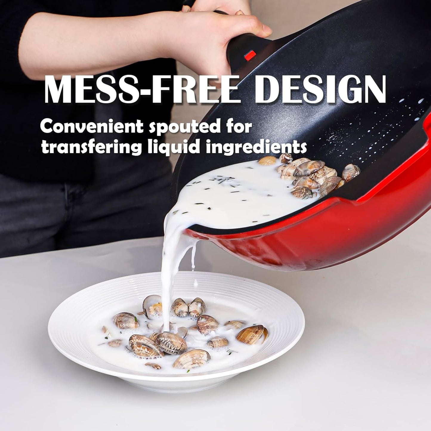 DIIG Nonstick Deep Frying Pan Skillet with Lid, 12 inch/ 5.5 QT Saute Pan with Silicone Lid, Sauce Cookware Cooking Chef Pans, Cast Aluminum Induction Compatible, Ruby Red