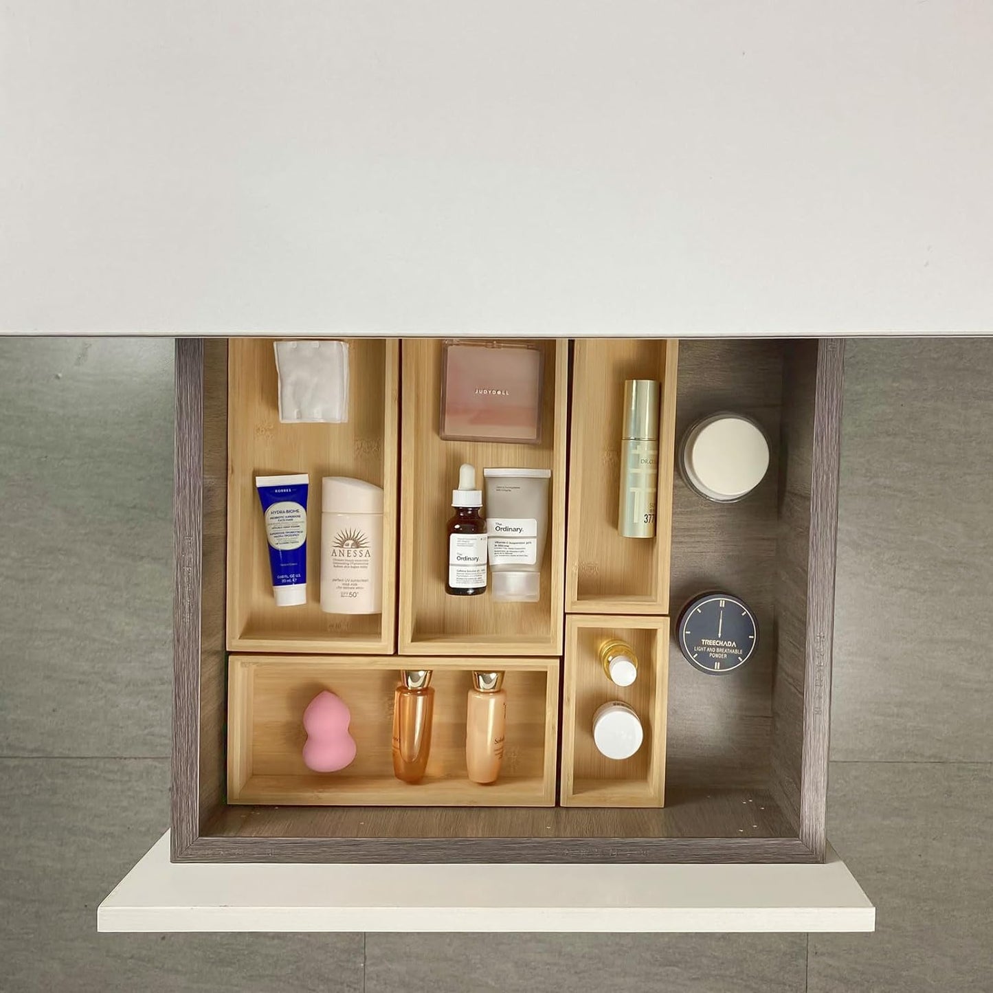 bamboo drawer organizer Set,expandable drawer dividers,wooden storage organizers,large trays for kitchen, bathroom,flatware,Tea Bag Organizer (2 X 5PCS Natural)