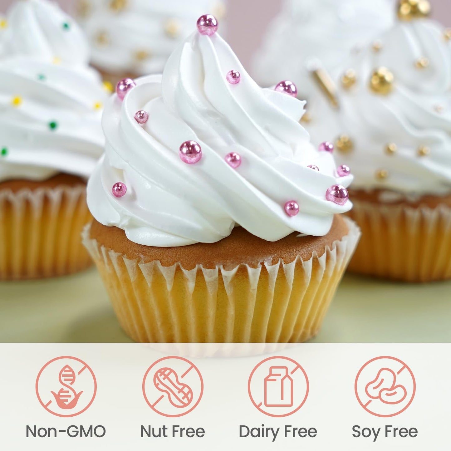 Rose Gold Pearl Sprinkles, Baking Sugar Sprinkles for Cake Decorating, 150g/5.29oz, Mix Size, Cake Decorations, Cupcake, Cookie, Ice Cream Topper, Wedding Party, Christmas Supplies