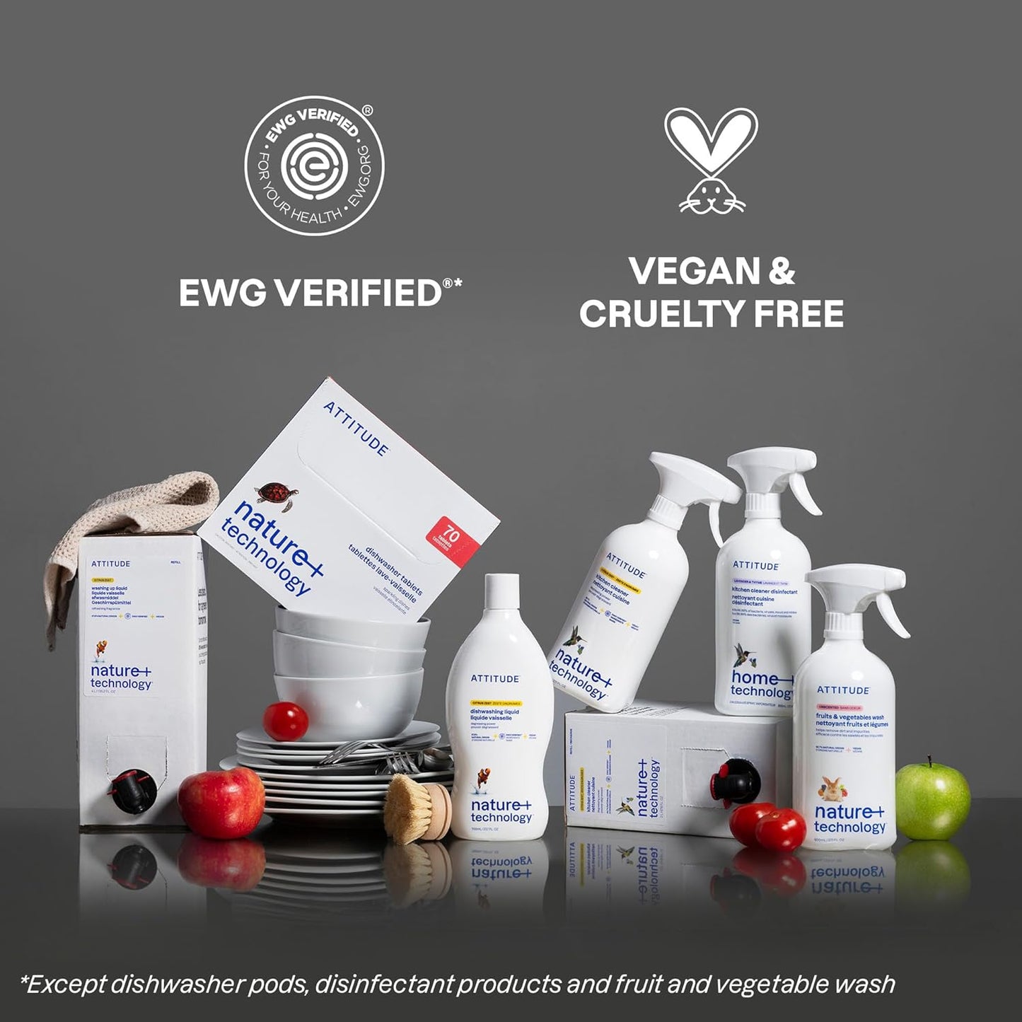 ATTITUDE Dish Soap Refill, EWG Verified, Plant-Based & Vegan Dishwashing Liquid, Naturally Derived, Citrus Zest Scent, 135.3 Fl Oz