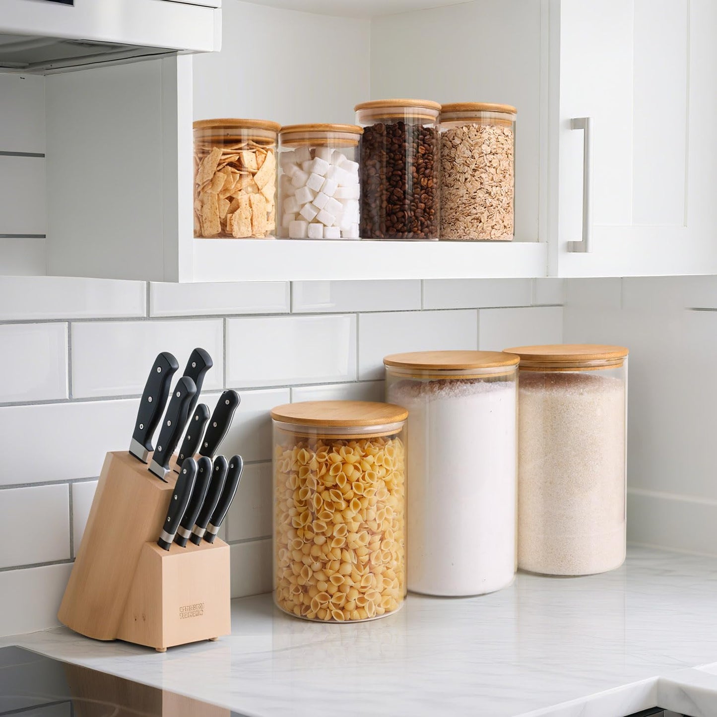 ComSaf Half Gallon Cookie Jar, Large Glass Jar with Lid Set of 2, 1.8 Qt Glass Food Storage Containers, Flour Sugar Storage Containers for Candy Cereal Nuts Beans, Canisters Sets for The Kitchen