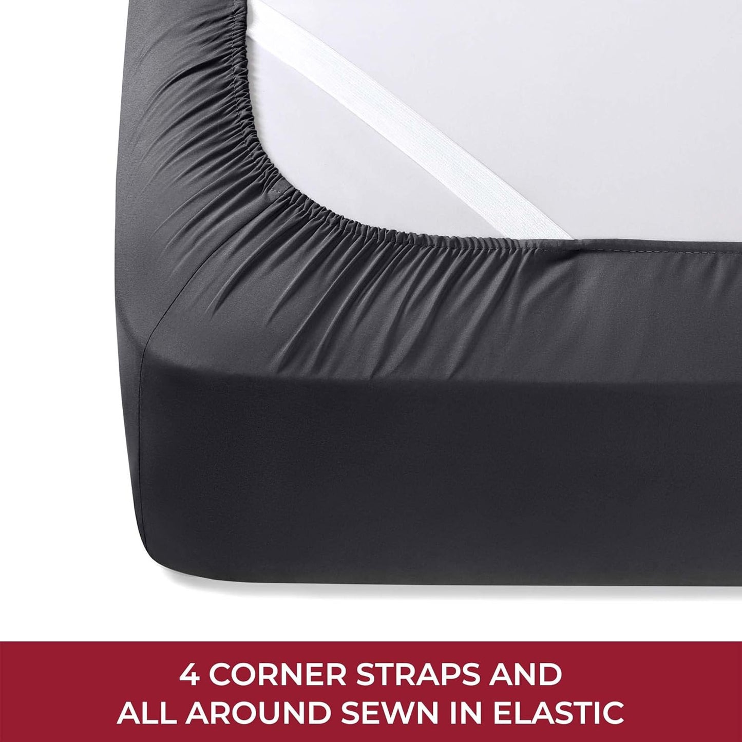 Mellanni RV Short Queen Sheets - 4 PC Iconic Collection Bedding - Hotel Luxury, Extra Soft, Cooling Bed Sheets - Deep Pocket up to 10 inch (RV/Short Queen, Black)