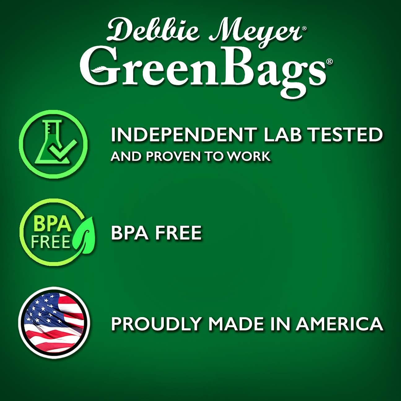 Debbie Meyer, GreenBags 40-Pack (16M, 16L, 8XL) | Reusable Storage Bags Keeps Fruit, Vegetables, Produce, Cut Flowers Fresh Longer, Kitchen & Fridge Preservation Solution, BPA Free, Made in the USA