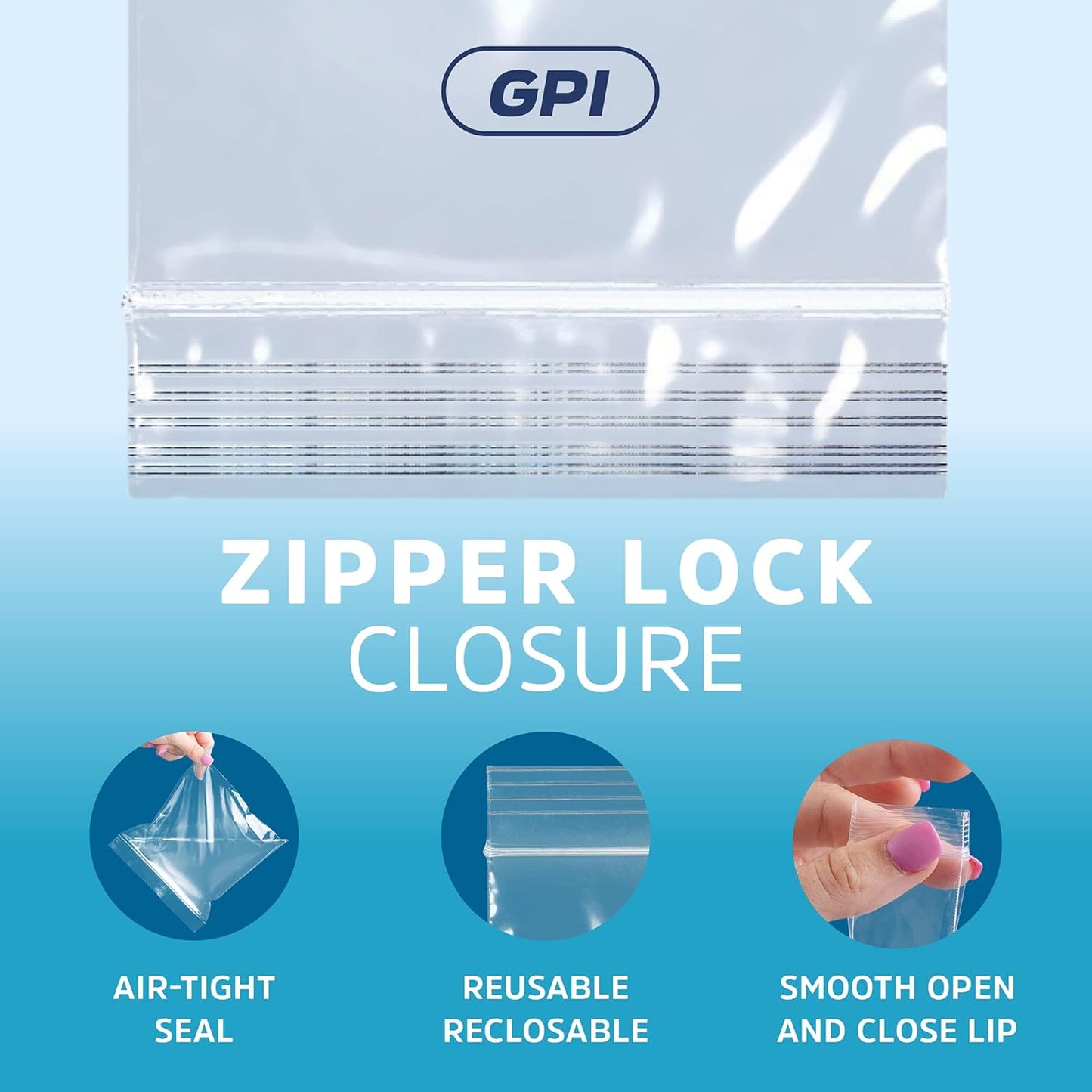 GPI Pack of 200, 14" X 20" Clear Plastic Reclosable Zip Bags - Bulk 2 Mil Thick Strong & Durable Poly Baggies with Resealable Zip Top Lock for Travel, Storage, Packaging & Shipping