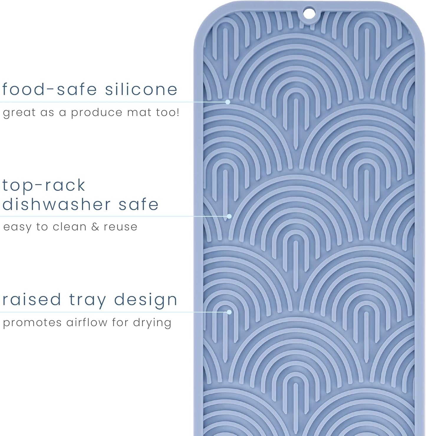 S&T INC. Dish Drying Mat 16" x 18" and Food-Safe Silicone Bar Mat 15" x 4.5", Absorbent Microfiber Kitchen Counter Mat, Dish Drying Pad for Dishes, Utensils, Pots, Pans, Diamond Texture, Cream + Blue