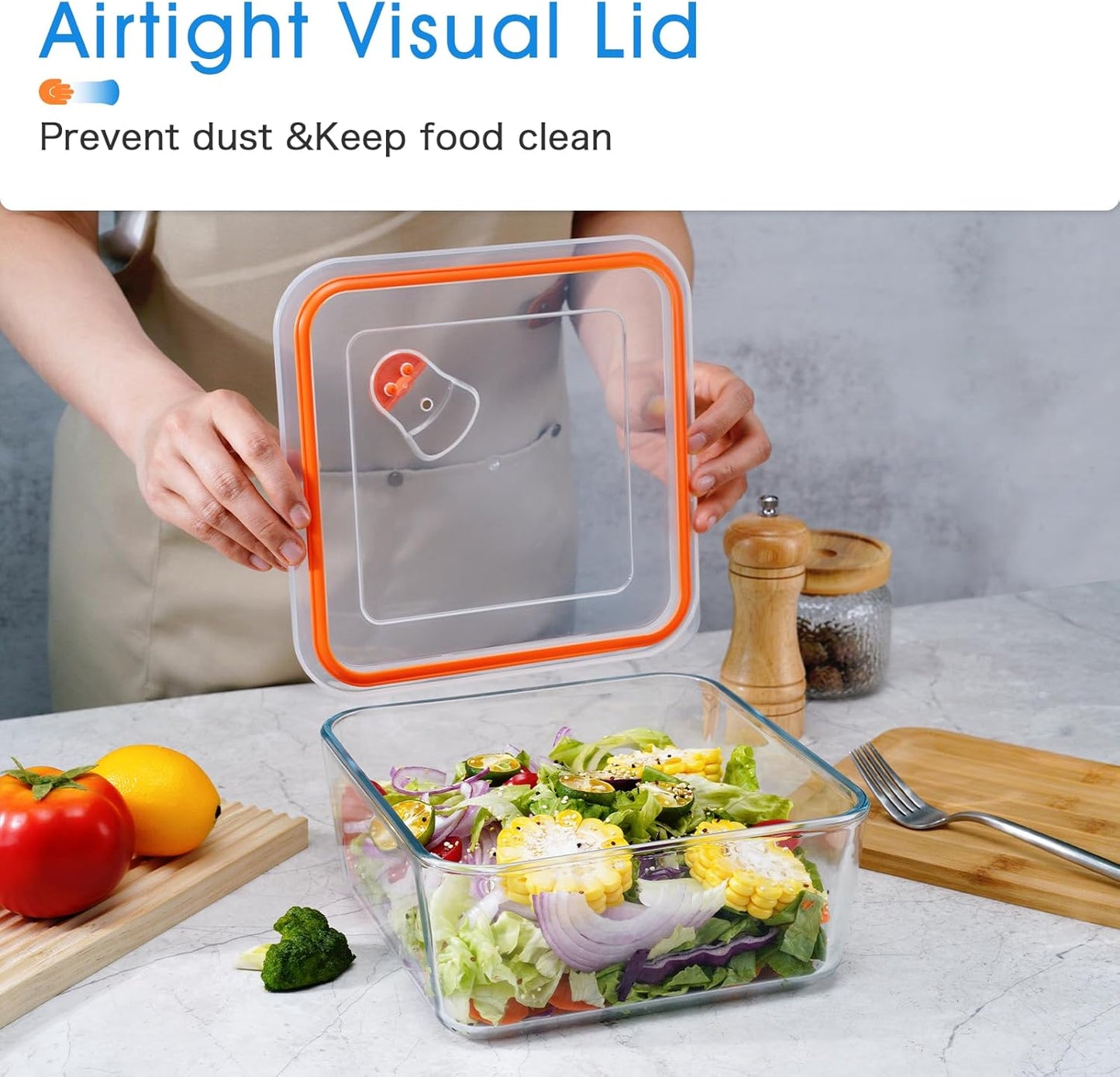 NUTRIUPS 2.6QT Square Glass Baking Dish with Lid, 8×8 inches Deep Square Baking Dish with Lid, Glass Baking Dishes for Oven