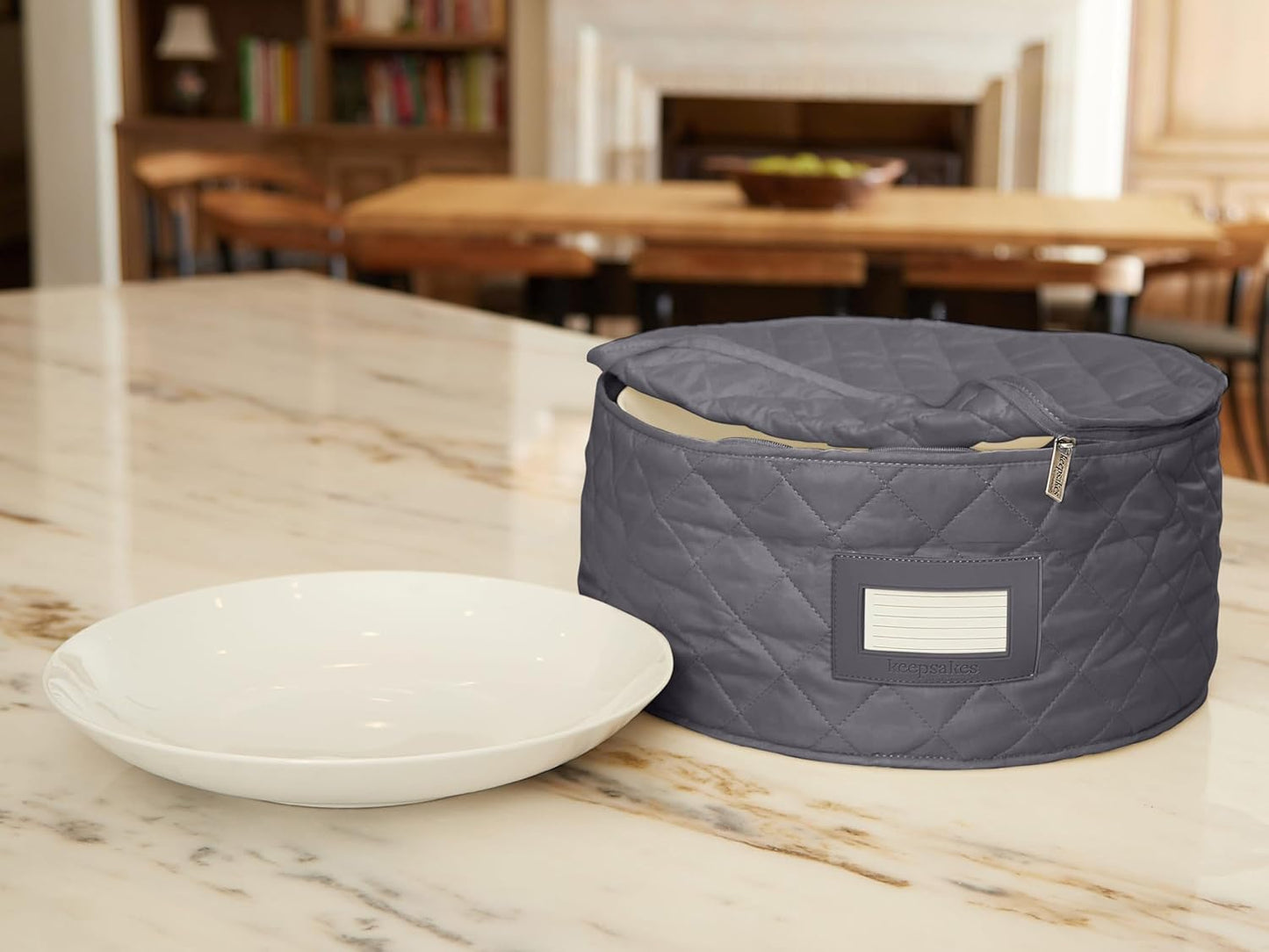 Covermates Keepsakes - Dish Storage - Padded Protection - ID Window - Stain Resistant - Machine Washable - China Storage, Slate