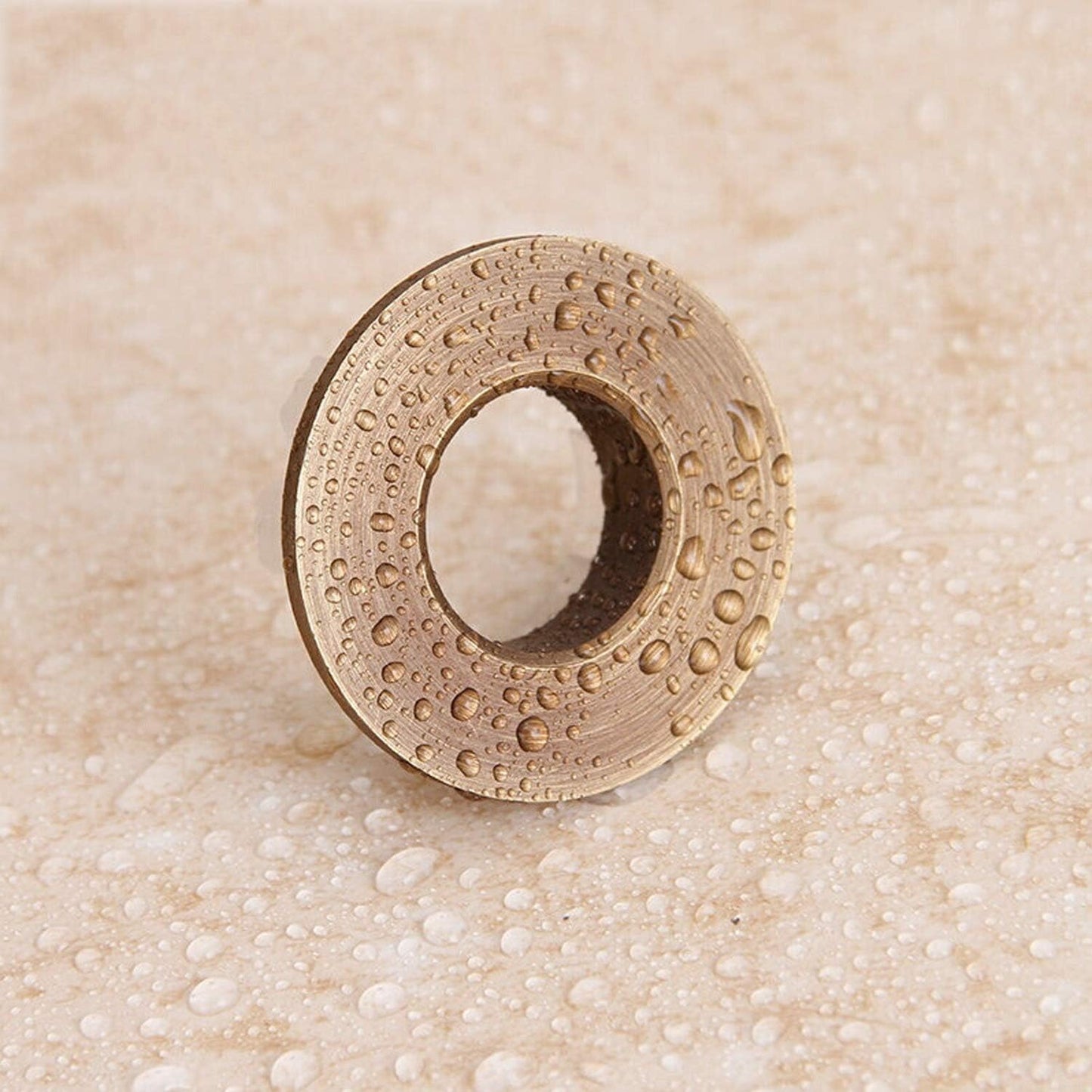 Sink Basin Trim Overflow Cover Brass Insert in Hole Round Caps Antique Brass 2 PCS