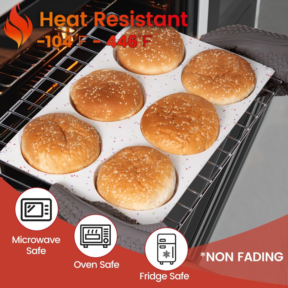 CAKETIME 4 Inch Muffin Top Pans Non Stick, Jumbo Silicone Egg Molds for Breakfast Sandwiches Round Baking Pan for Oven English Muffins, Whoopie Pies, Corn Bread, Egg Bites, Tarts 3 Pack