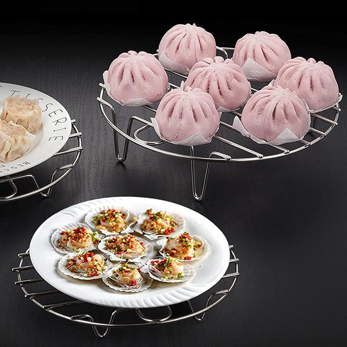 9" Round Cooking Rack Versatile Stainless Steel Grid Grill Steamer Rack, Fits Air Fryer Pot Pressure Cooker Canning