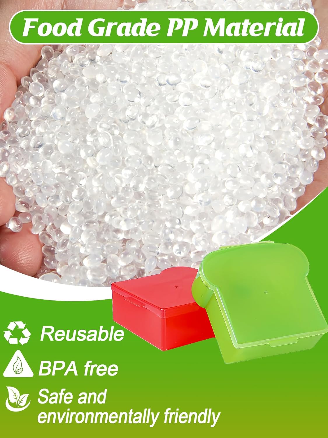 Alphatool 20 Oz Sandwich Containers for Kids, Toast Shape Lunch Box with Lids, Reusable BPA Free Plastic, Microwave & Freezer Safe, Small Food Storage Case for Kids Adults Snack Meal Prep (4 PCS)